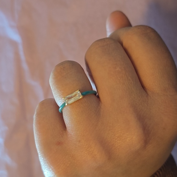 Melinda Maria Jewelry - Melinda Maria Enamel Ring - Blue Turquoise Gold Size 9 New
